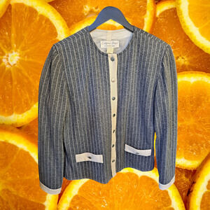 California‎ Design by Dorothy Samuel Gray Pinstripe Button Up